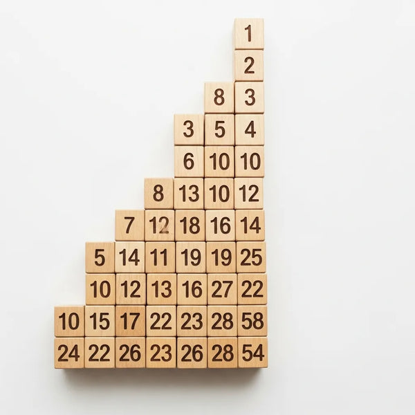 Wooden Tumbling Tower Stacking Blocks Game (51 Pcs) | Classic Wood Stacking Toy with 4 Dice | Family Game.